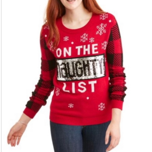 naughty nice sequin sweater walmart